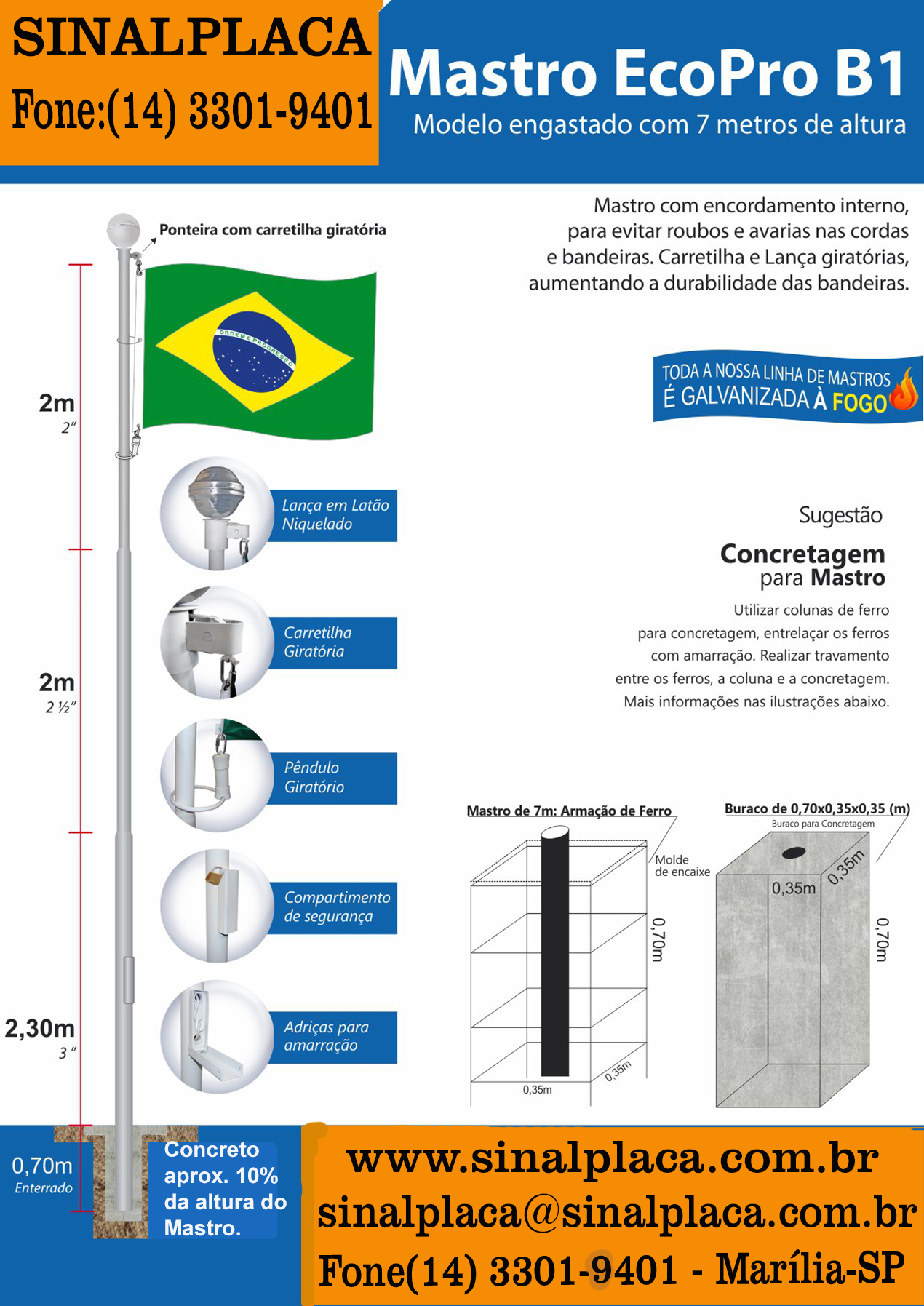 Mastro Tubo de A�o Galvanizado � Fogo